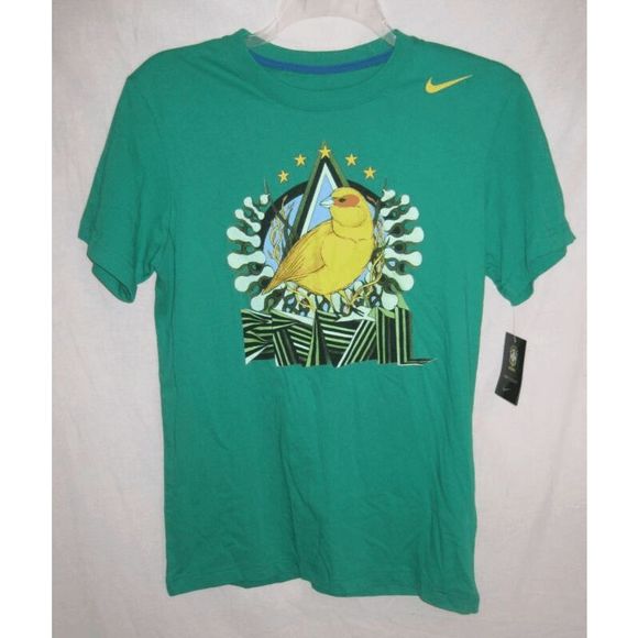 NEW Mens S NIKE Brazil Soccer Football CBF World Cup Tee 608610 381 Green Yellow - Picture 4 of 5